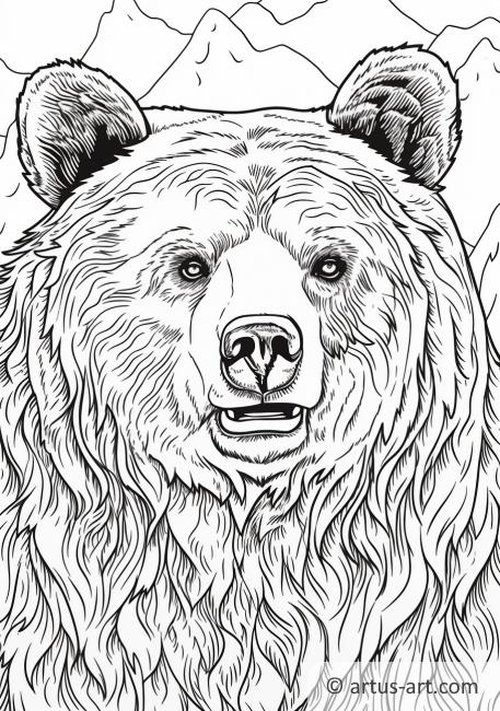 Cute Grizzly bears Coloring Page For Kids